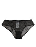Dolce & Gabbana Black Transparent Mesh Lace Polka Dot Logo Underwear