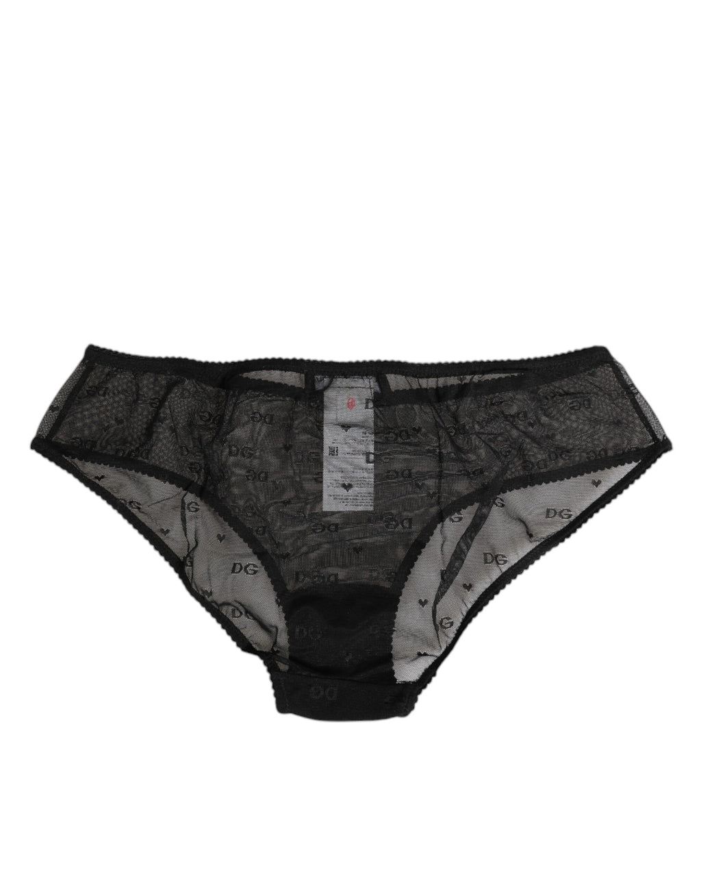 Dolce & Gabbana Black Transparent Mesh Lace Polka Dot Logo Underwear