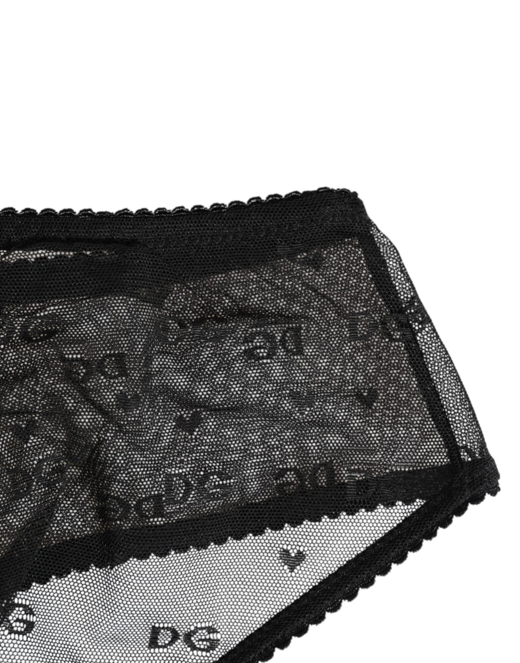 Dolce & Gabbana Black Transparent Mesh Lace Polka Dot Logo Underwear