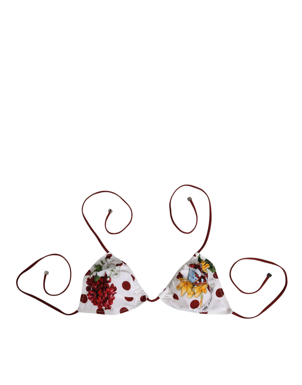 Dolce & Gabbana Weiß Rot Polka Dot Floral Print Triangle