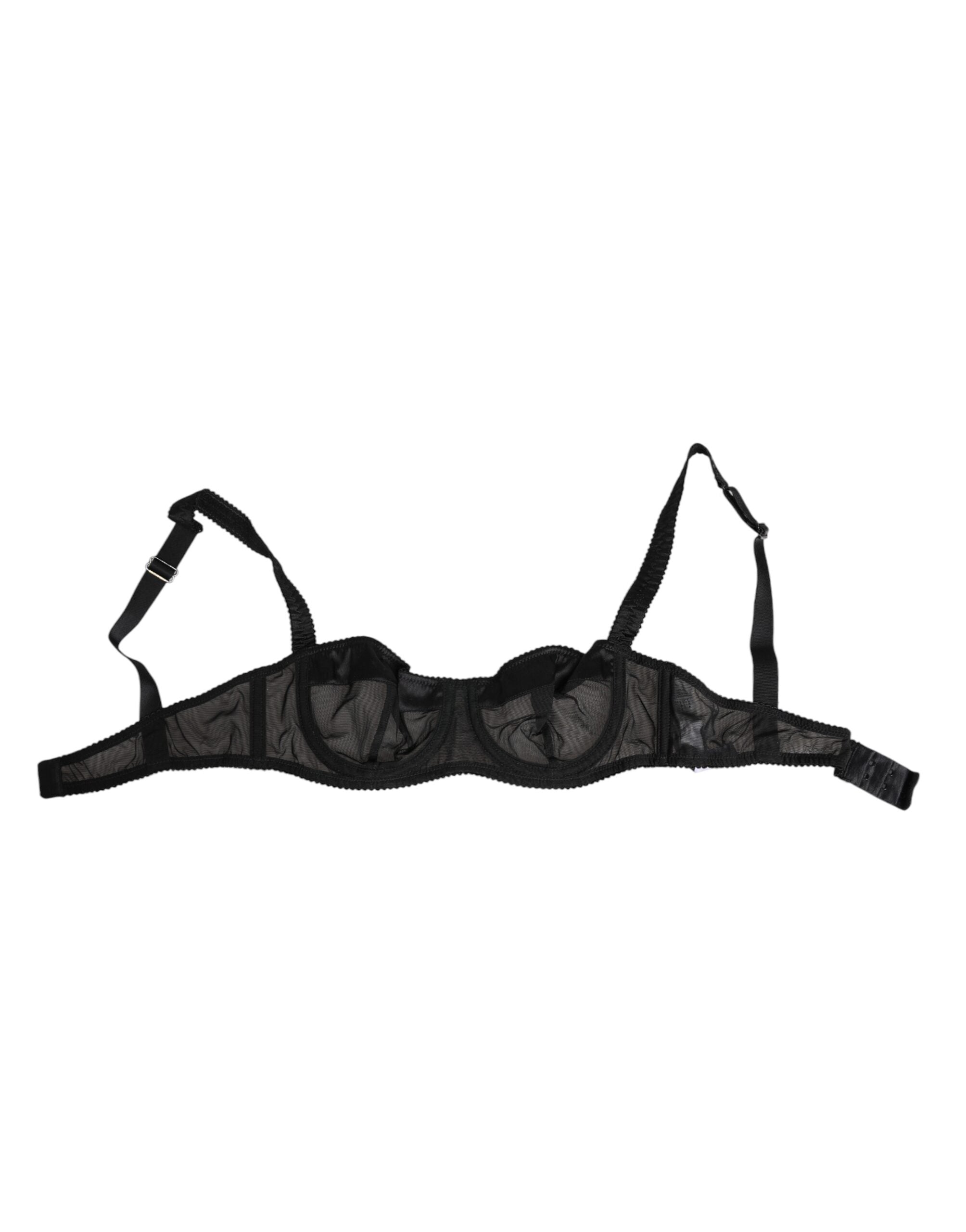 Dolce & Gabbana Schwarzer transparenter Mesh-BH mit Bügeln Unterwäsche