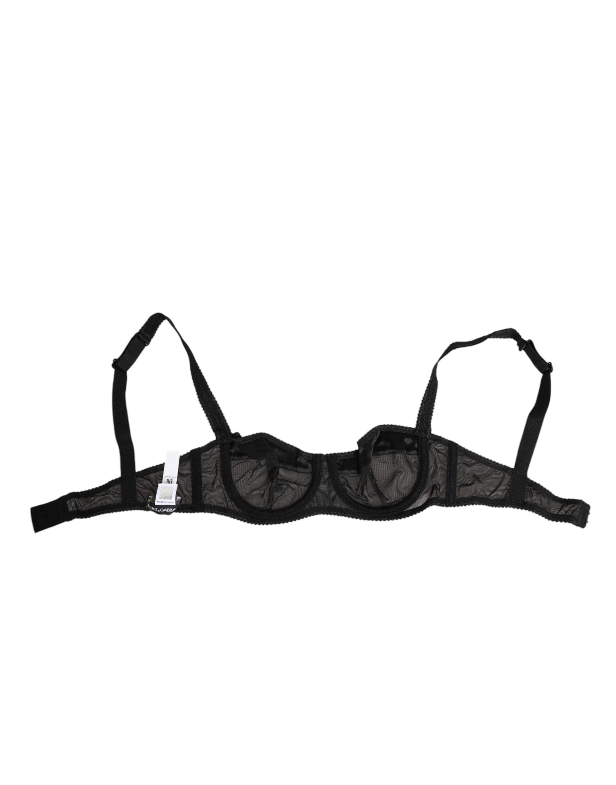 Dolce & Gabbana Schwarzer transparenter Mesh-BH mit Bügeln Unterwäsche