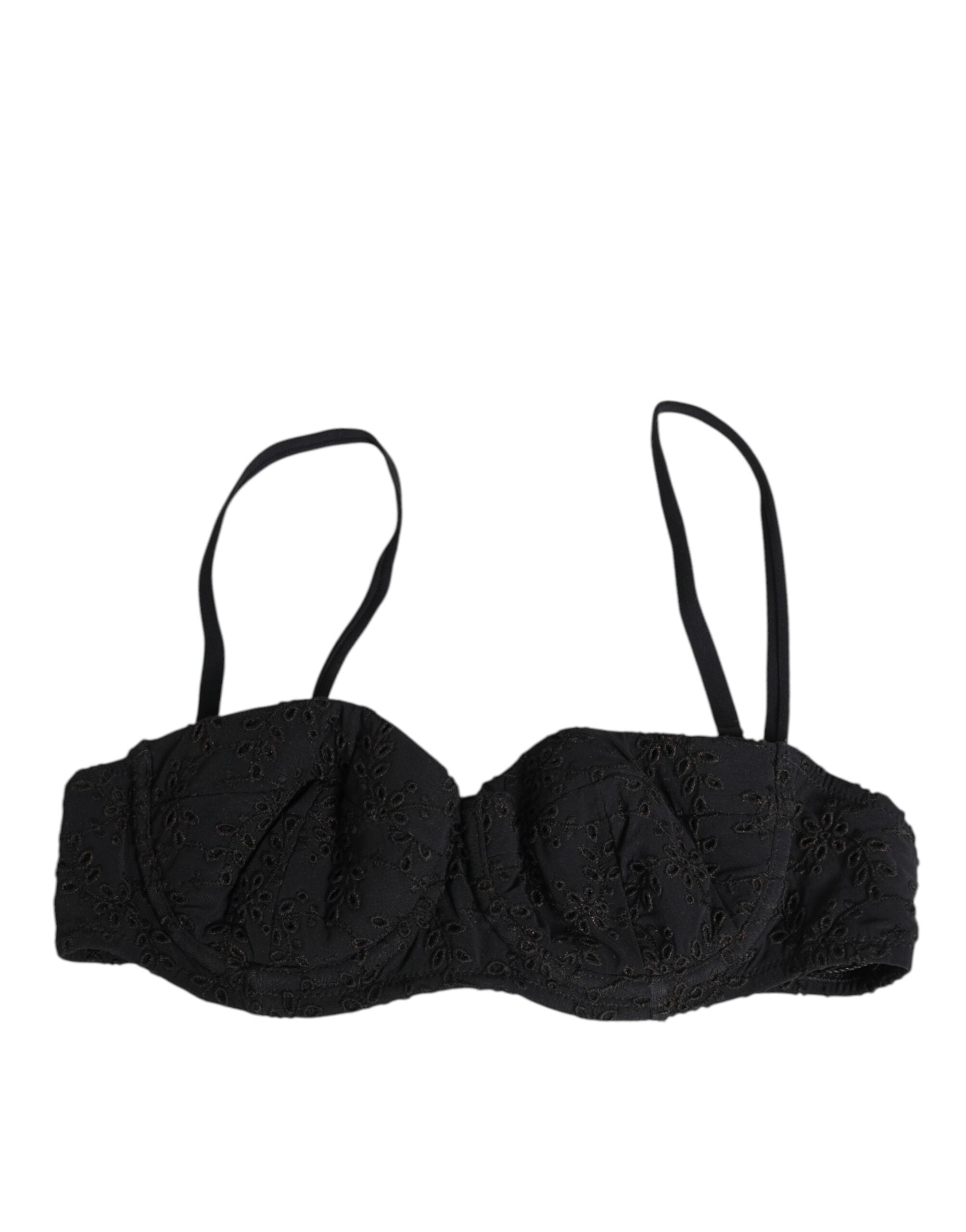 Dolce & Gabbana Schwarzer bestickter Bügel-BH aus Polyester Unterwäsche