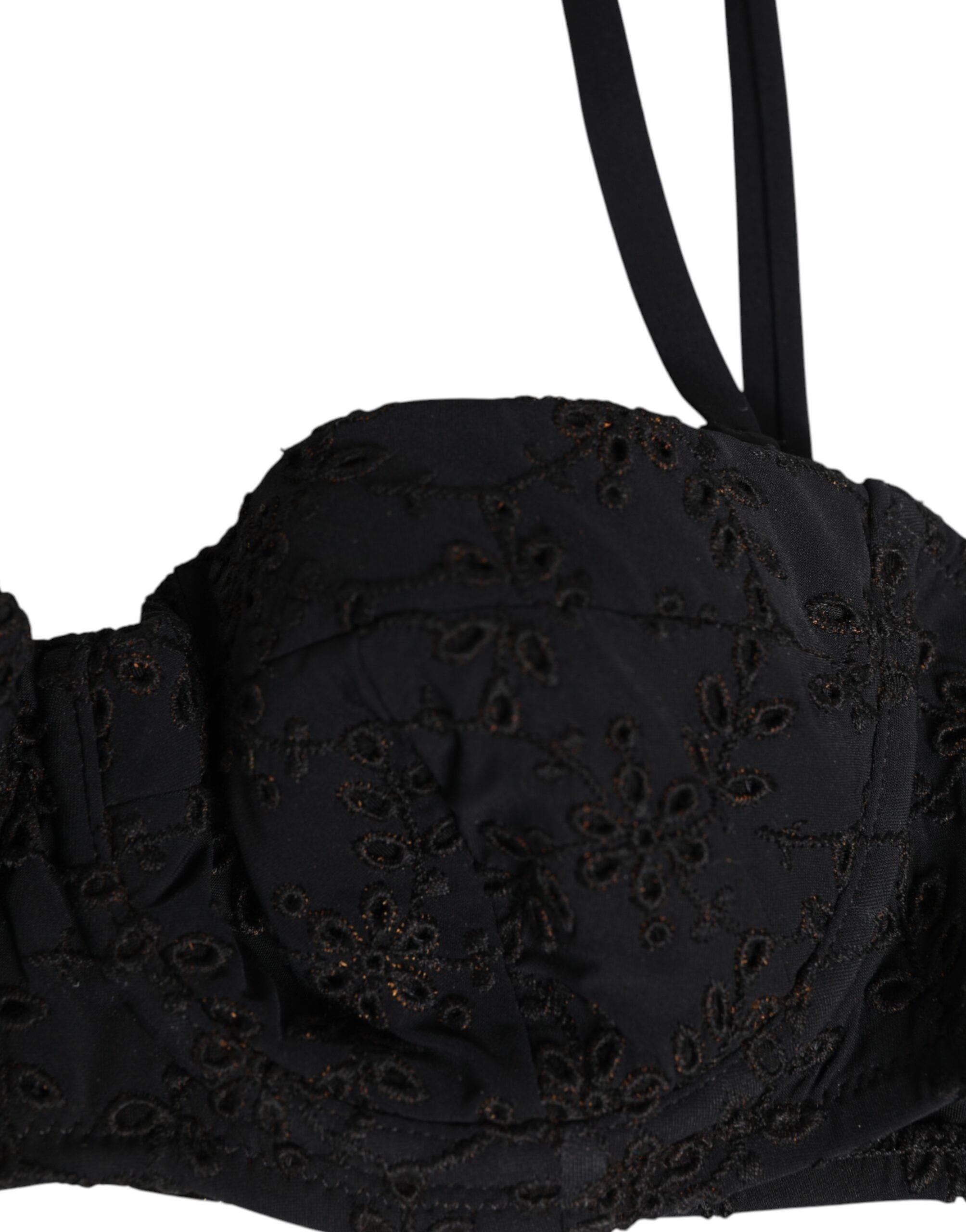 Dolce & Gabbana Schwarzer bestickter Bügel-BH aus Polyester Unterwäsche