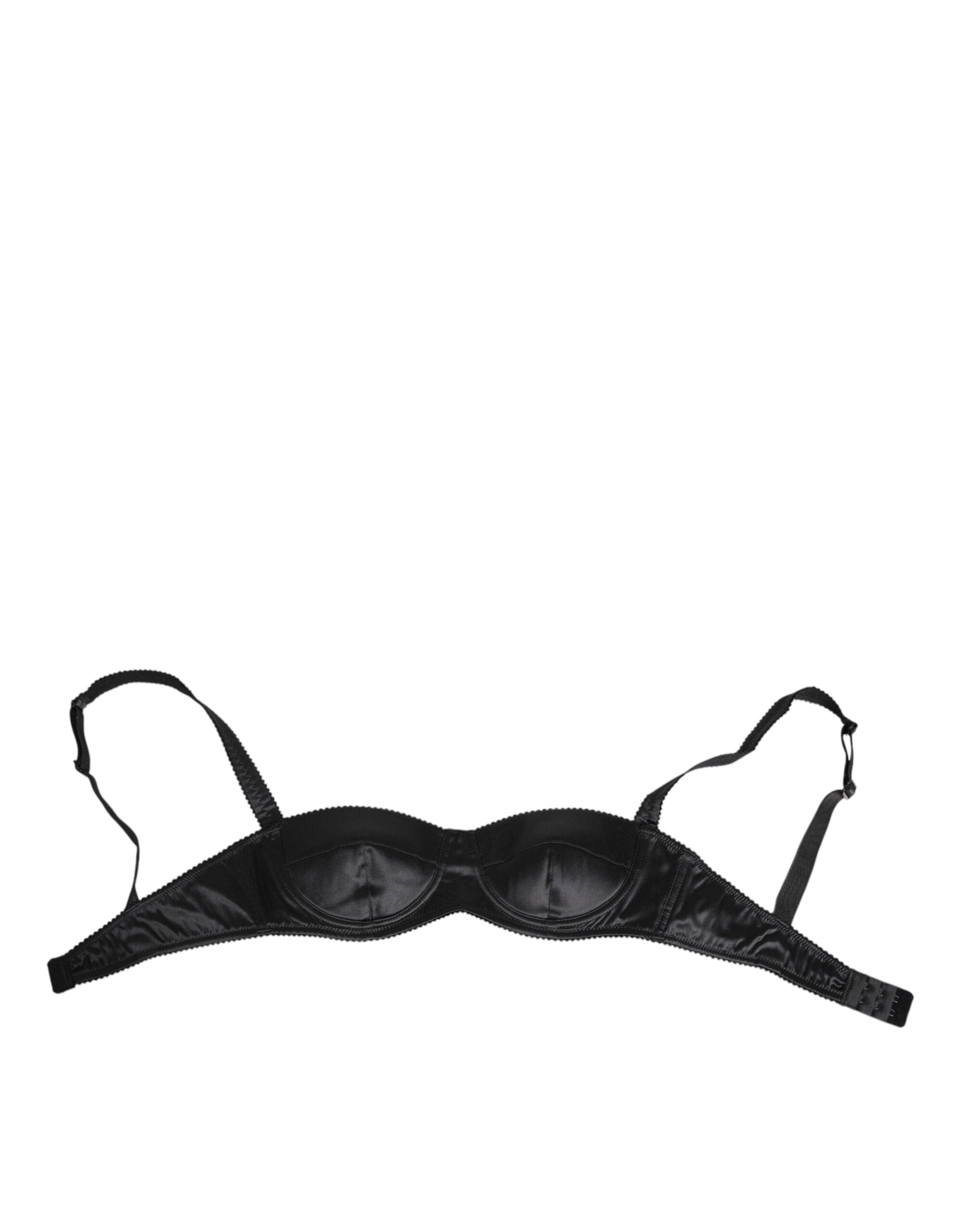Dolce & Gabbana Black Silk-Satin Wireless Lingerie Bra Underwear