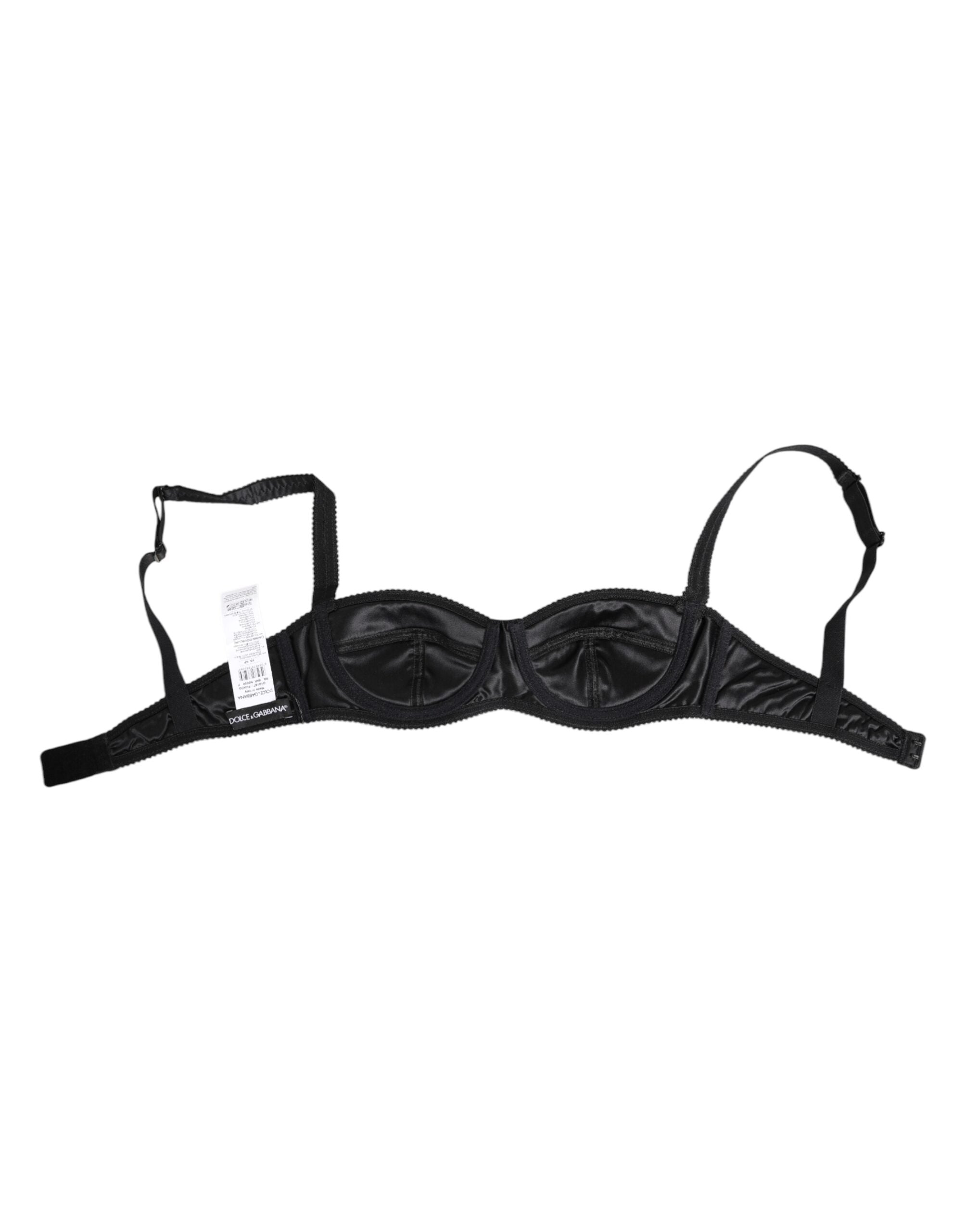 Dolce & Gabbana Black Silk-Satin Wireless Lingerie Bra Underwear