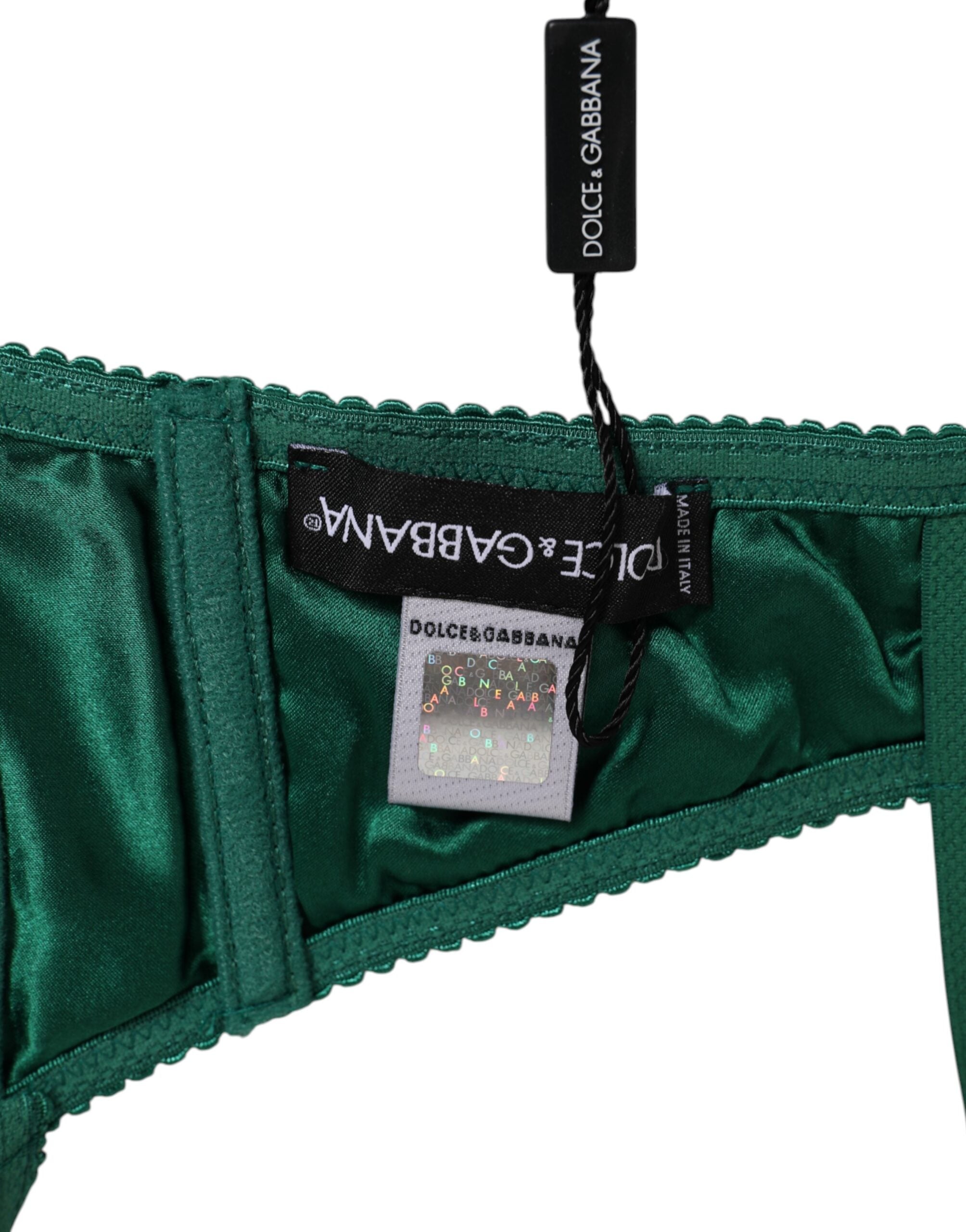 Dolce & Gabbana Grüner Satin Halbgepolsterter Bügel Moschus Unterwäsche