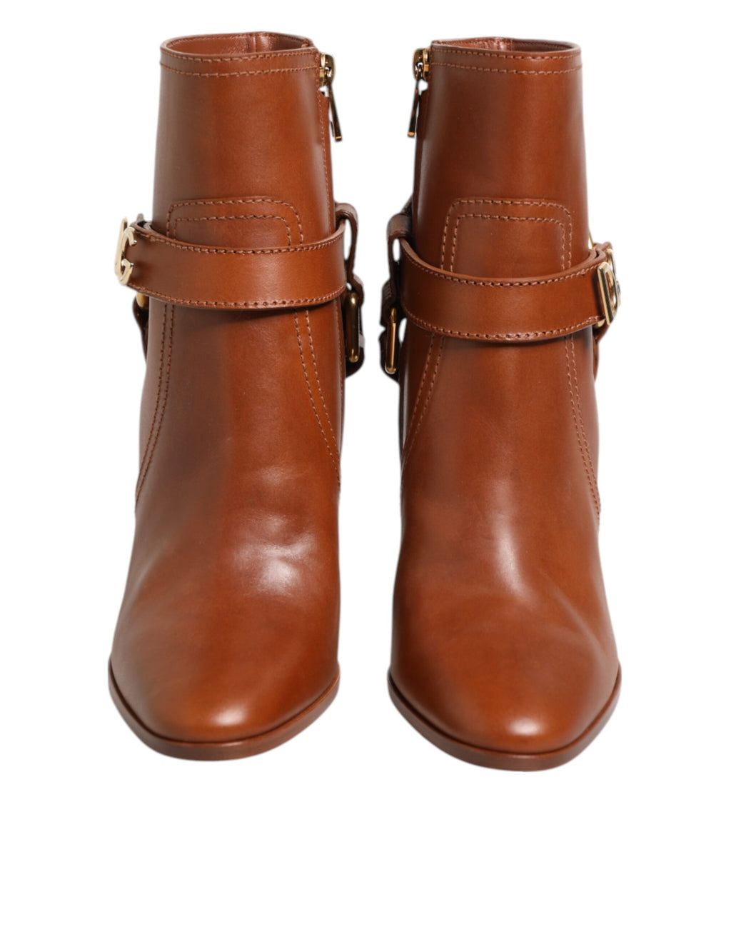 Dolce & Gabbana Brown Leather DG Logo Buckle Boots Shoes
