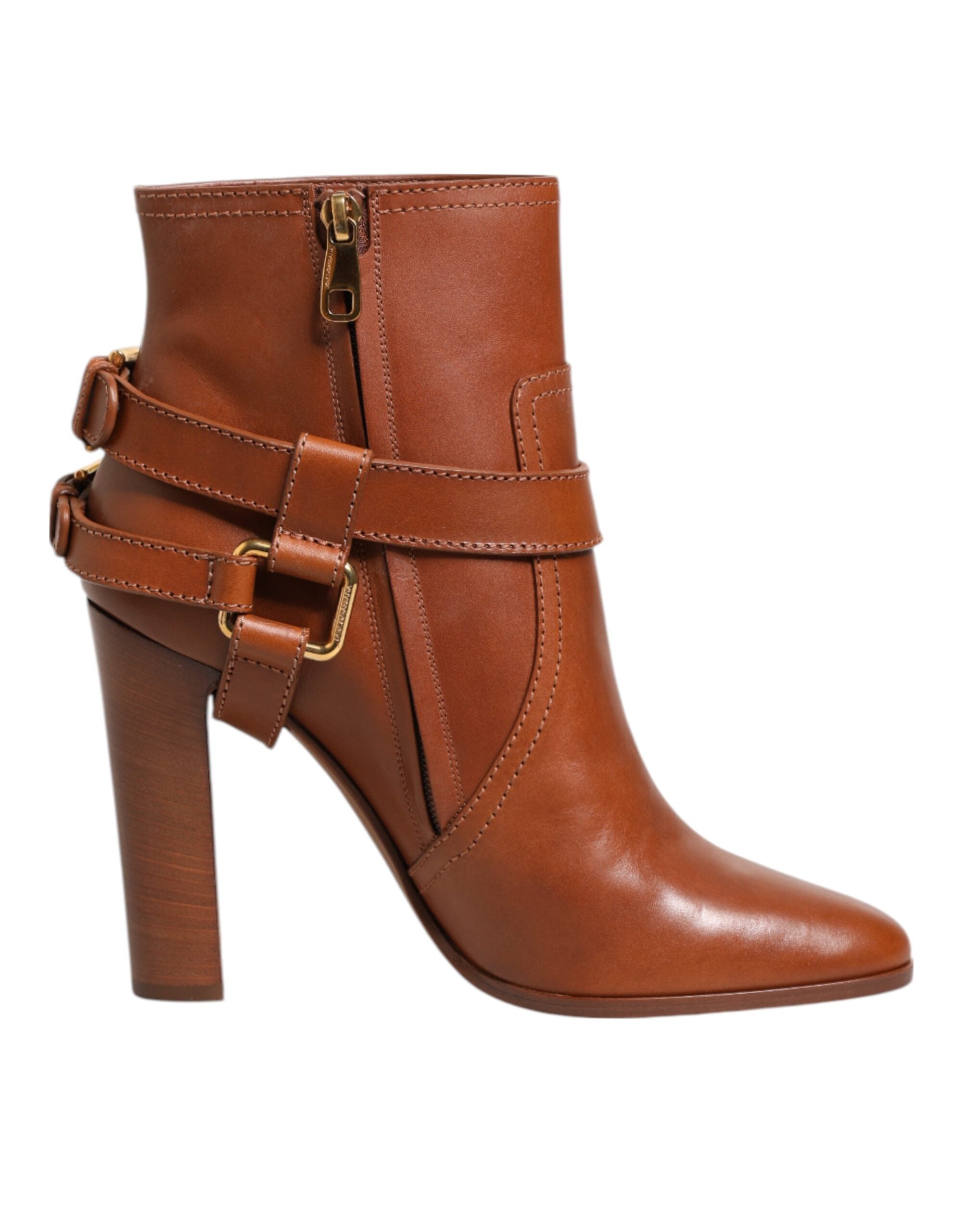 Dolce & Gabbana Braune Leder DG Logo Schnallenstiefel Schuhe