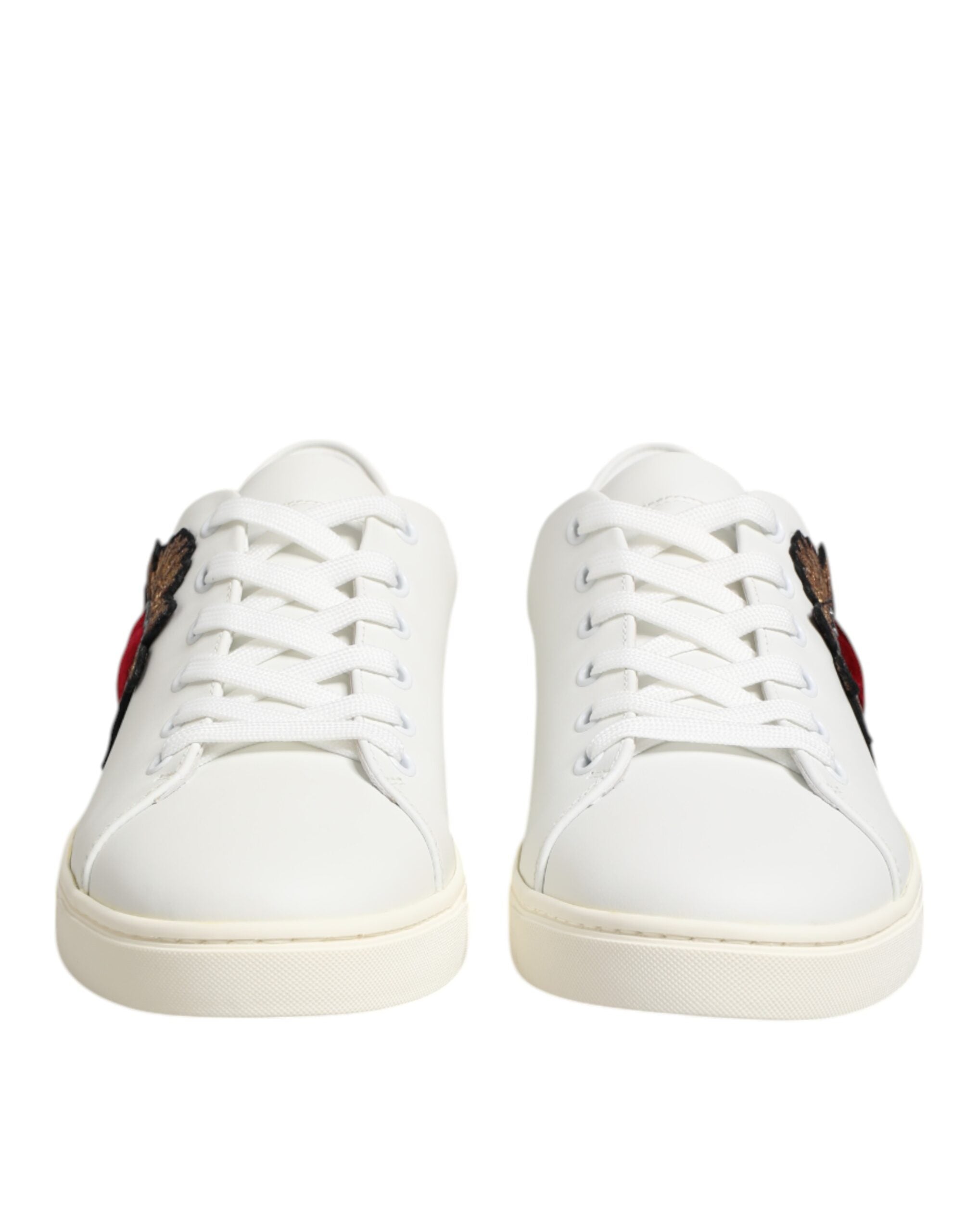 Dolce & Gabbana Weiß Leder Sacre Herz Patch Turnschuhe Schuhe