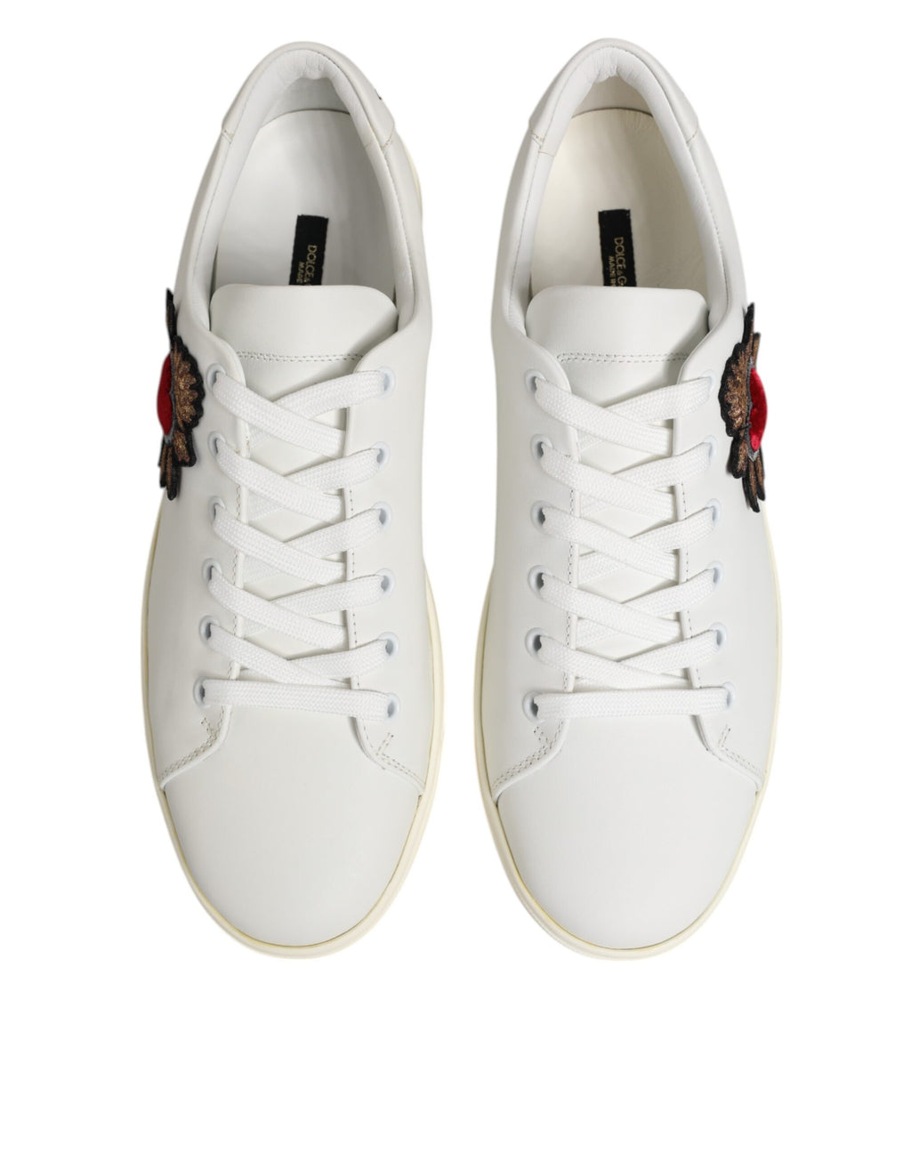 Dolce & Gabbana Weiß Leder Sacre Herz Patch Turnschuhe Schuhe