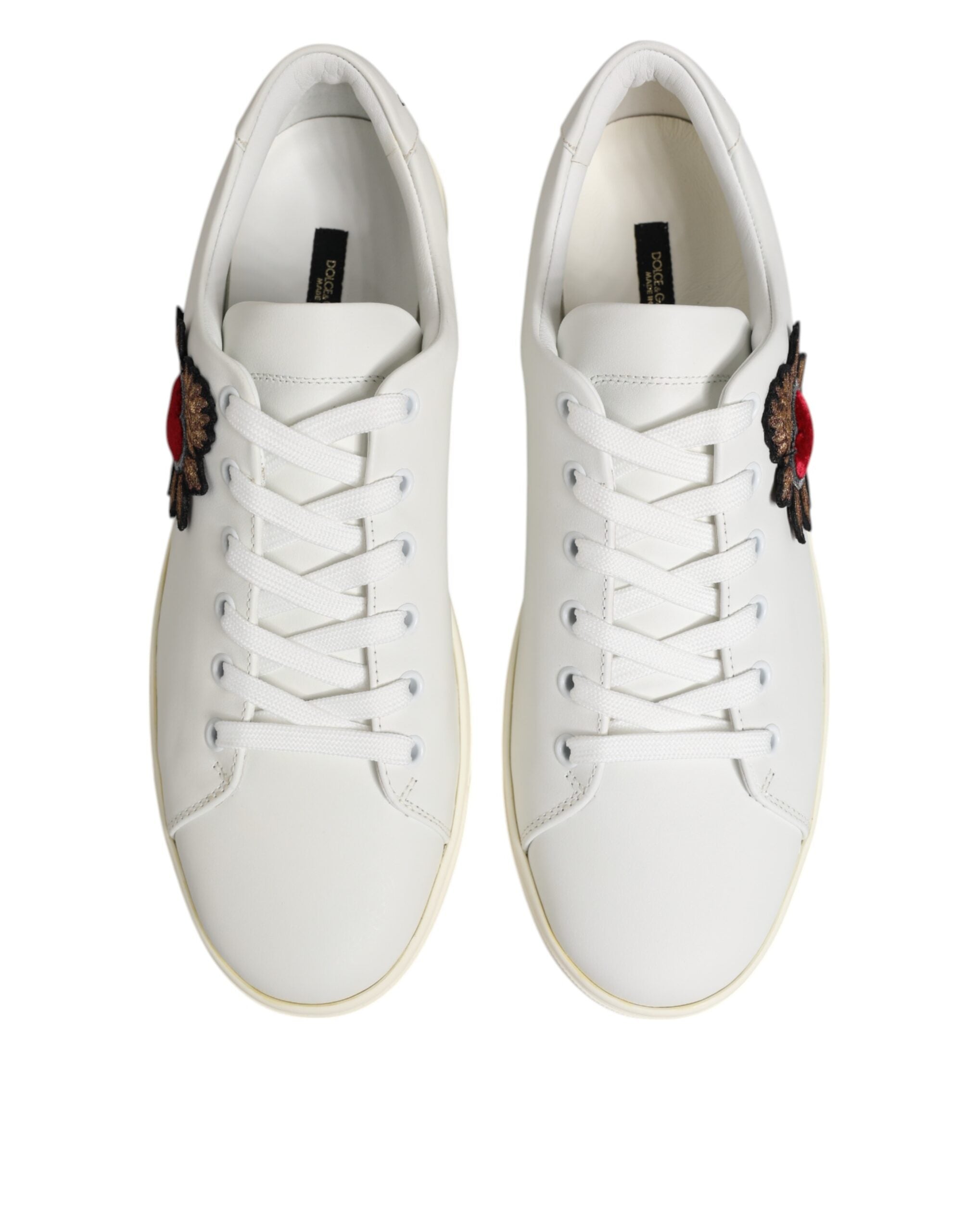 Dolce & Gabbana Weiß Leder Sacre Herz Patch Turnschuhe Schuhe