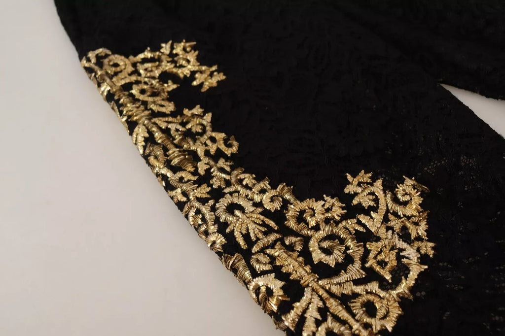 Dolce & Gabbana Schwarze Spitze Gold Barock SPECIAL PIECE Shorts