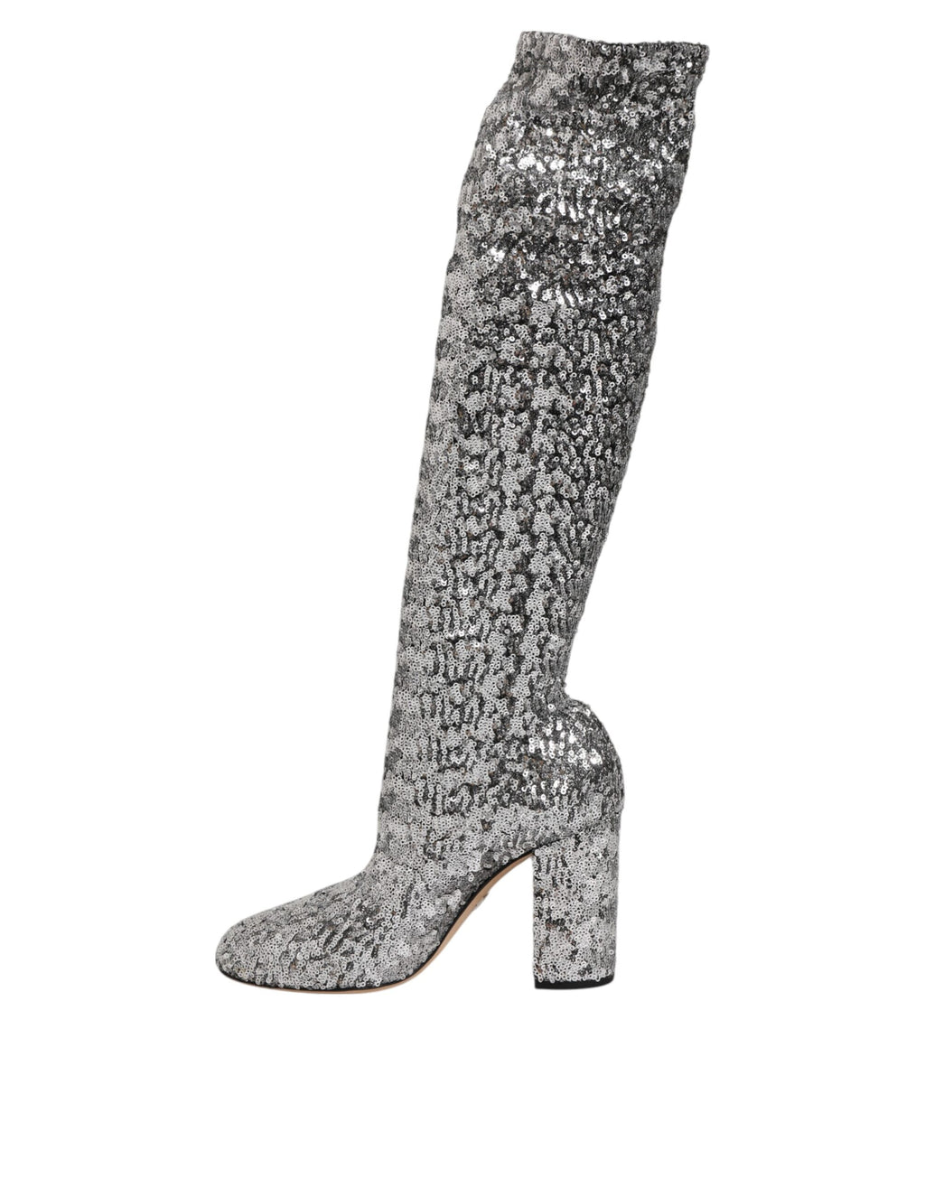 Dolce & Gabbana Shoes Silver Sequin Glitter High Heel Boots Shoes