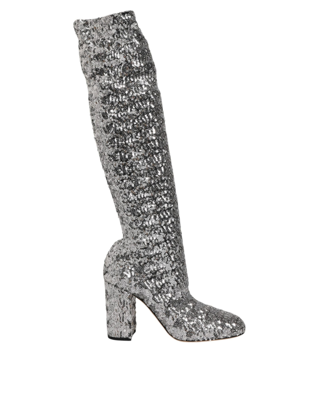 Dolce & Gabbana Shoes Silver Sequin Glitter High Heel Boots Shoes