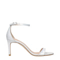 Stuart Weitzman Weiße Leder-Stiletto-Sandalen