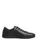 Dolce & Gabbana Schwarz Leder Crystal Heart Low Top Sneakers Schuhe
