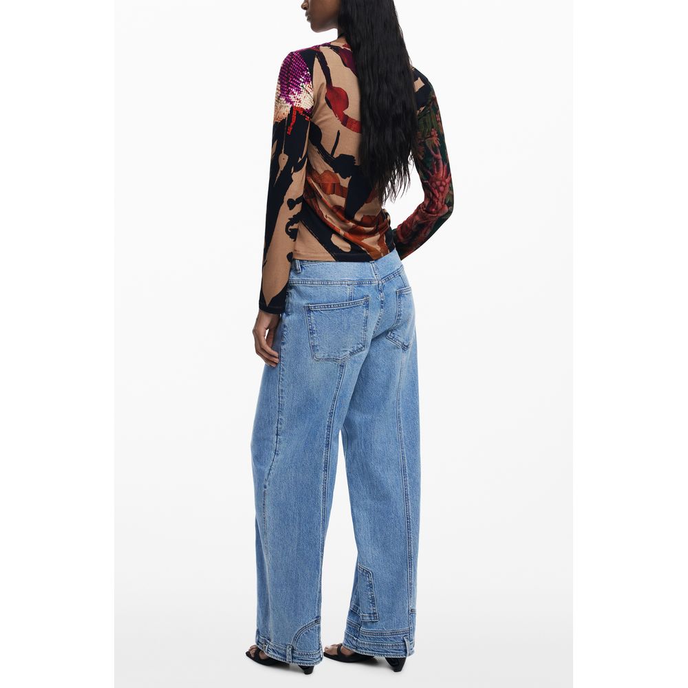 Desigual Braunes Elastan Frauen T-Shirt