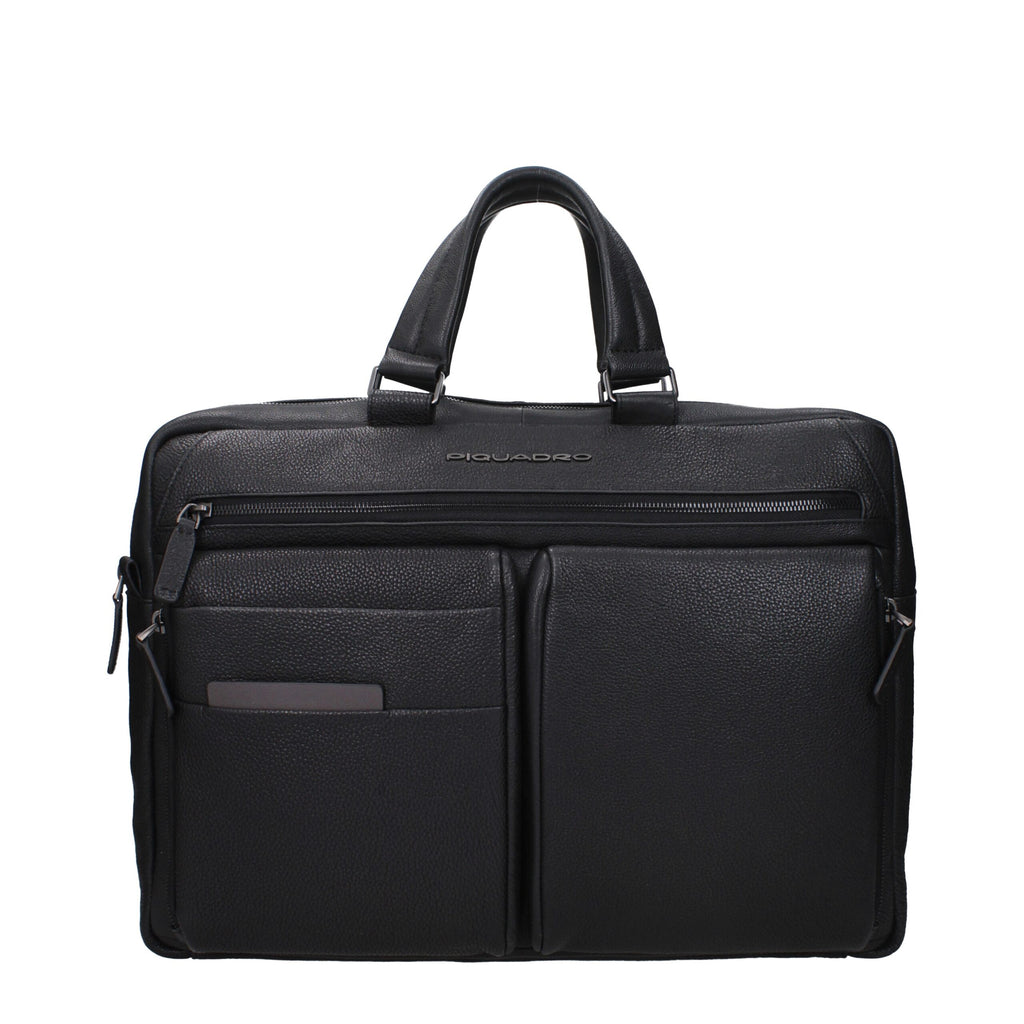Piquadro Schwarze Leder Aktentasche für Business und Laptop