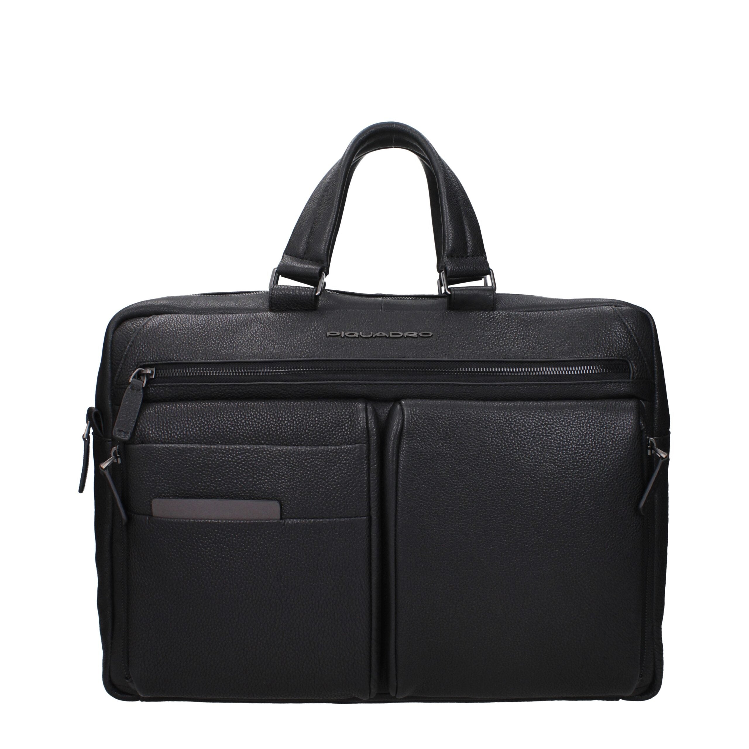Piquadro Schwarze Leder Aktentasche für Business und Laptop