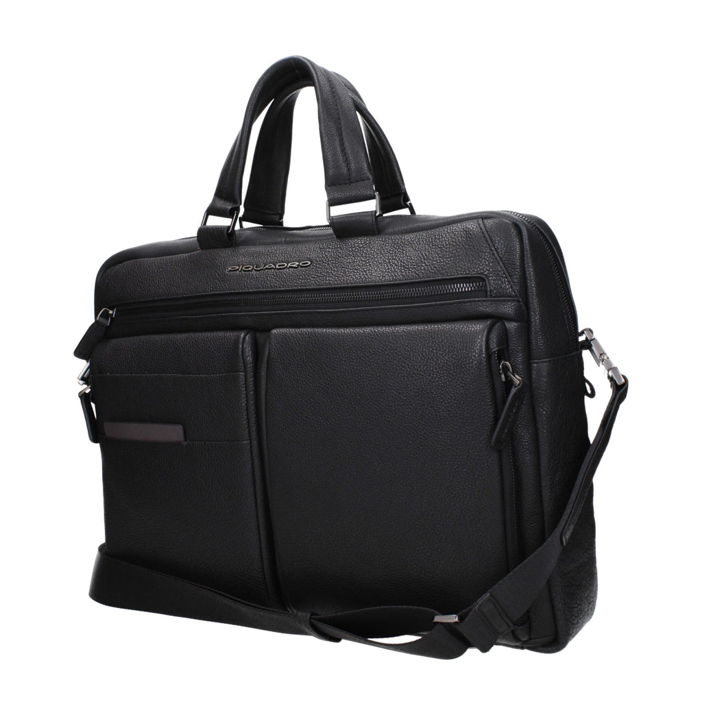Piquadro Schwarze Leder Aktentasche für Business und Laptop