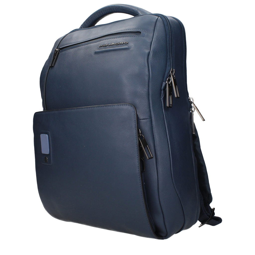 Piquadro Blauer Lederrucksack