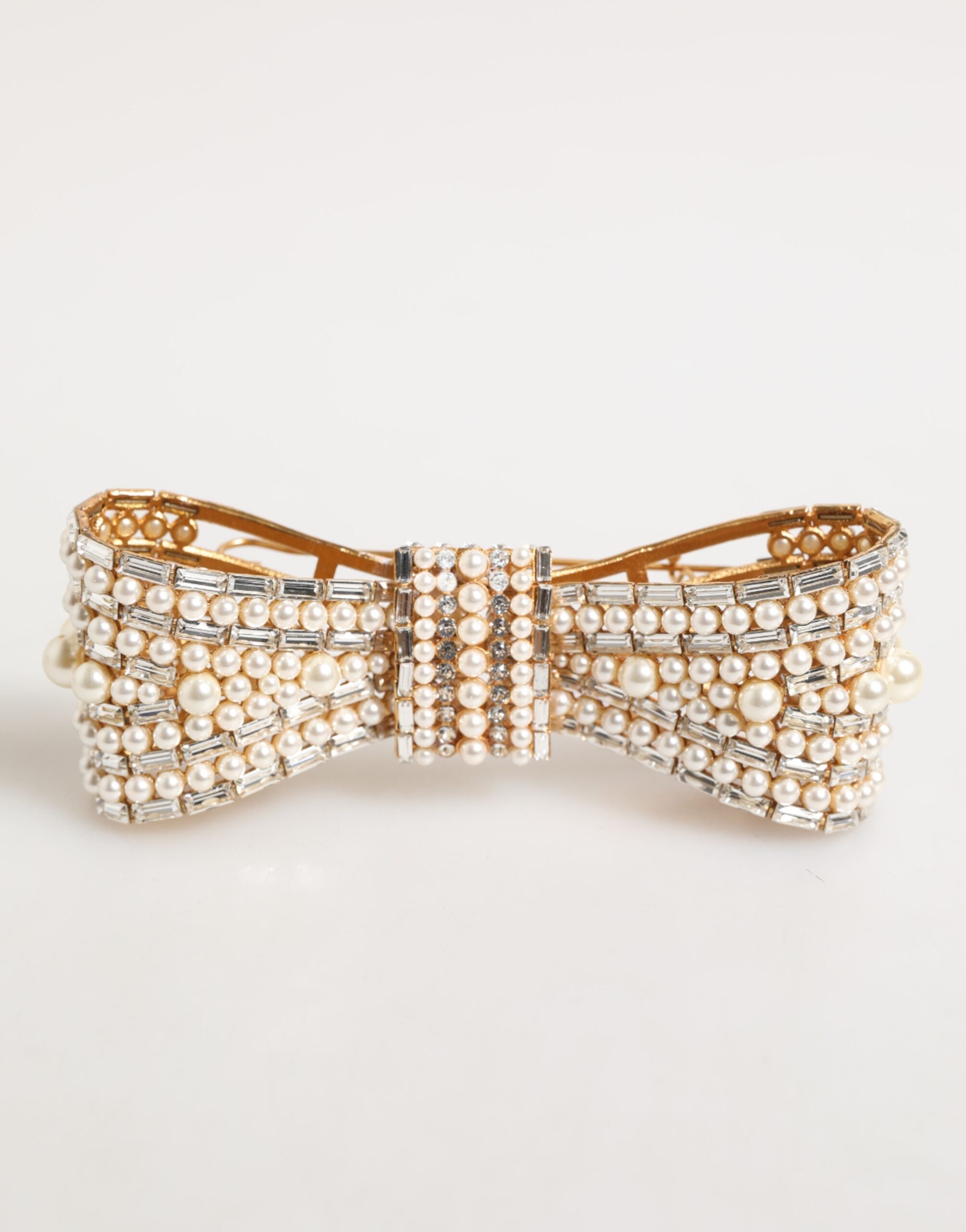 Dolce & Gabbana Gold-Tone Brass Glass Crystal Faux Pearl Embellished Brooch