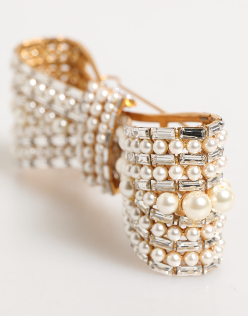 Dolce & Gabbana Gold-Tone Brass Glass Crystal Faux Pearl Embellished Brooch