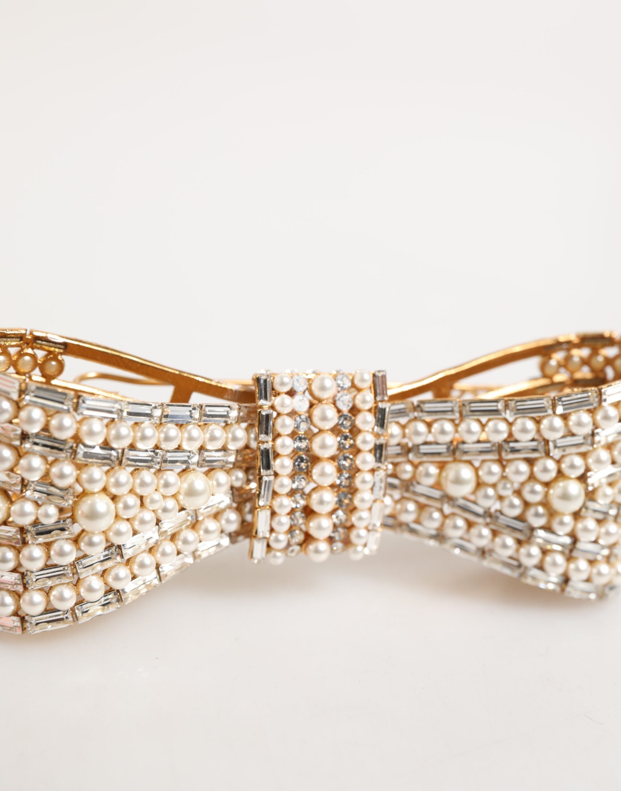 Dolce & Gabbana Gold-Tone Brass Glass Crystal Faux Pearl Embellished Brooch