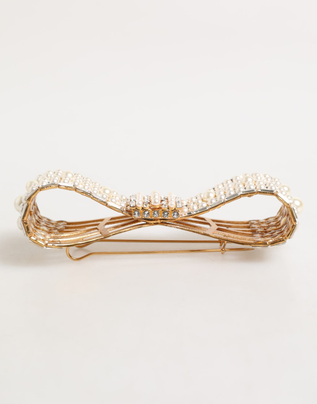 Dolce & Gabbana Gold-Tone Brass Glass Crystal Faux Pearl Embellished Brooch