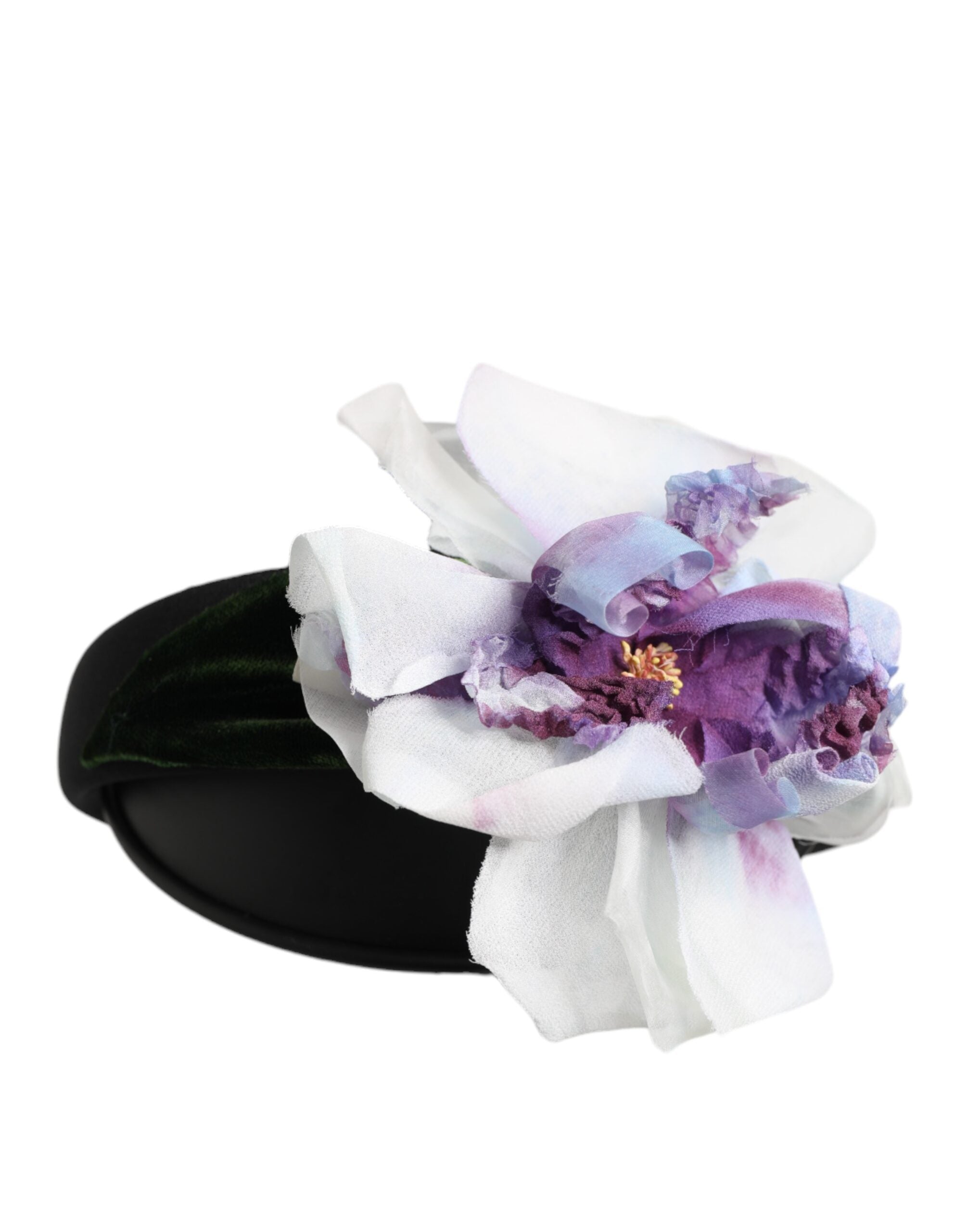 Dolce & Gabbana Schwarz Grün Seide Lila Weiß Floral Appliqué Accessoire Stirnband