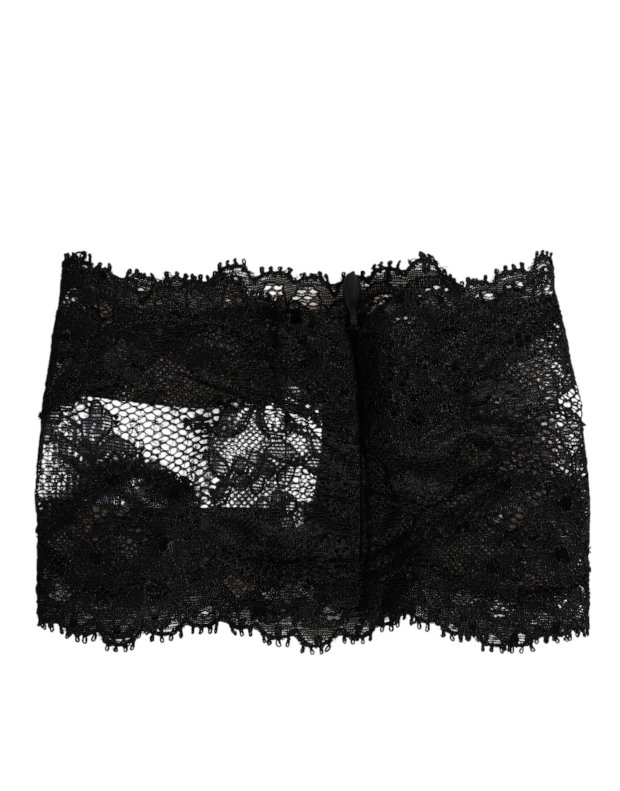 Dolce & Gabbana Schwarzer Spitze Bandeau Bustier Top Sheer Stretch Unterwäsche