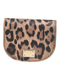 Dolce & Gabbana Braunes Kalbsleder mit Leopardenmuster Kleines Portemonnaie