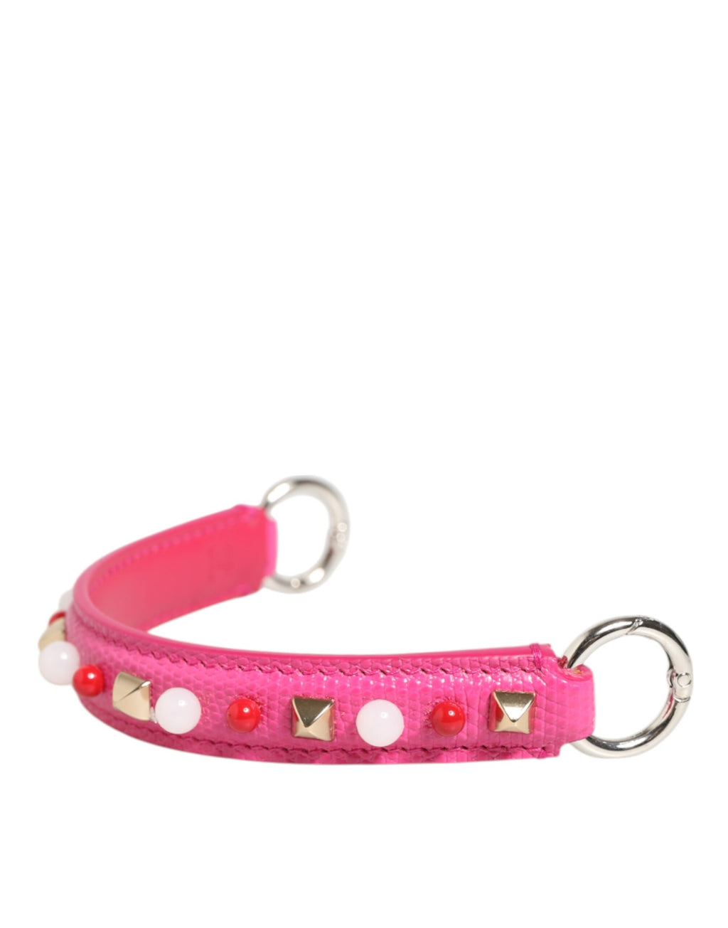 Dolce & Gabbana Pink Embellished Leather Top Handle Women's Shoulder Bag