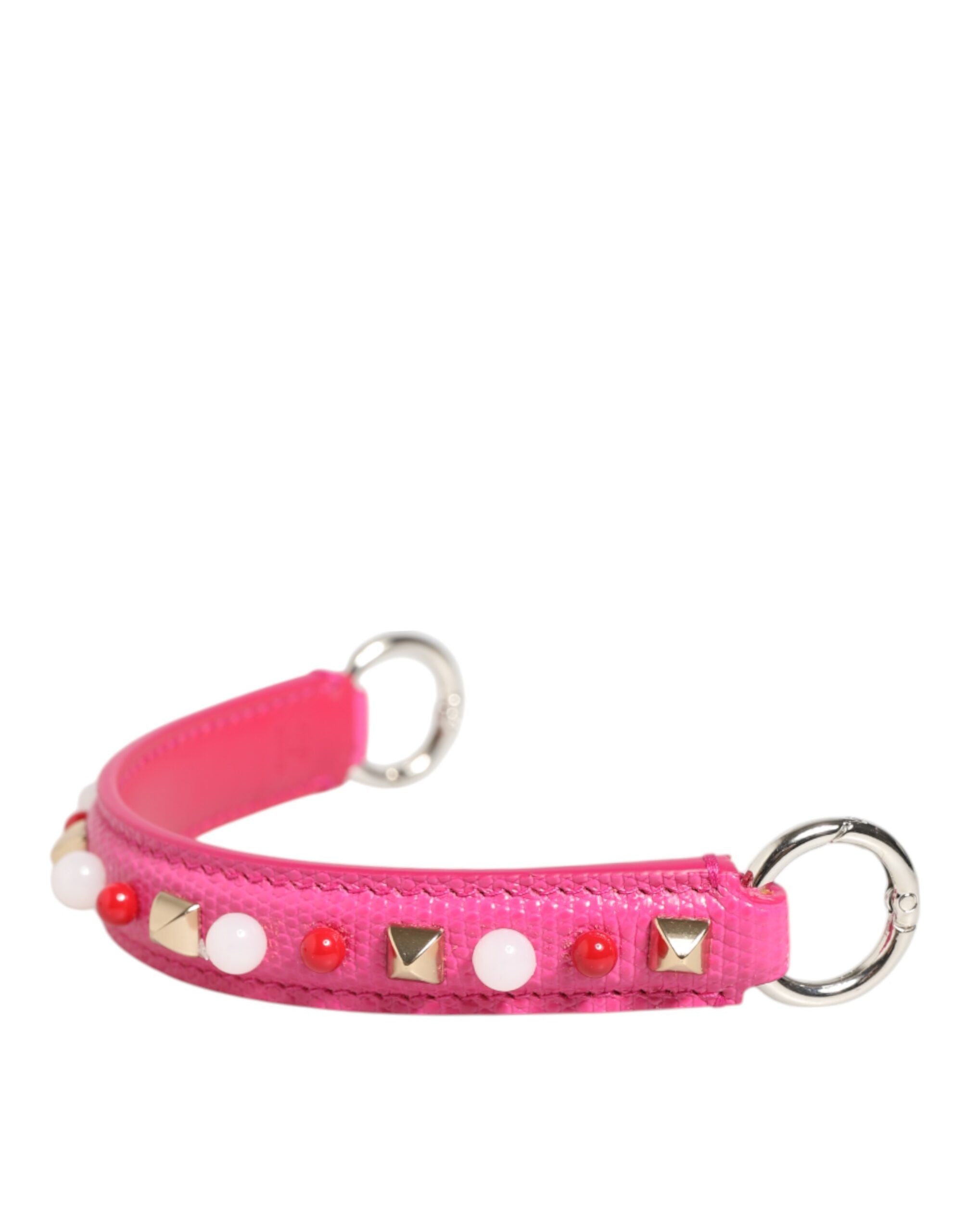 Dolce & Gabbana Pink Embellished Leather Top Handle Women's Shoulder Bag