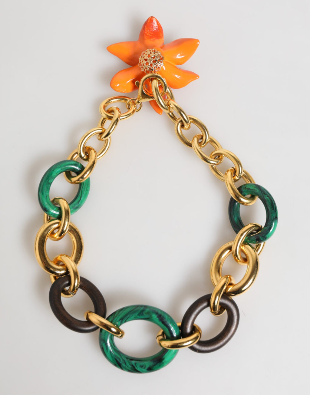 Dolce & Gabbana Multicolor Gold Messing Tiger Lily Floral Chai Halskette