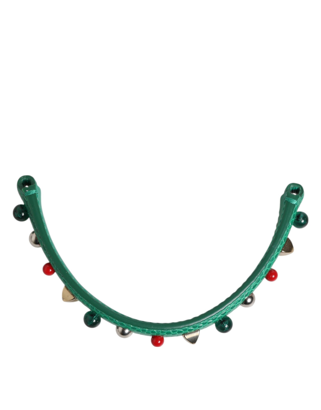Dolce & Gabbana Green Embellished Leather Top Handle Bag Women Shoulder Strap