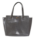 Kate Spade Elissa Bristol Drive Tote Handtasche aus grauem Leder mit Krokoprägung