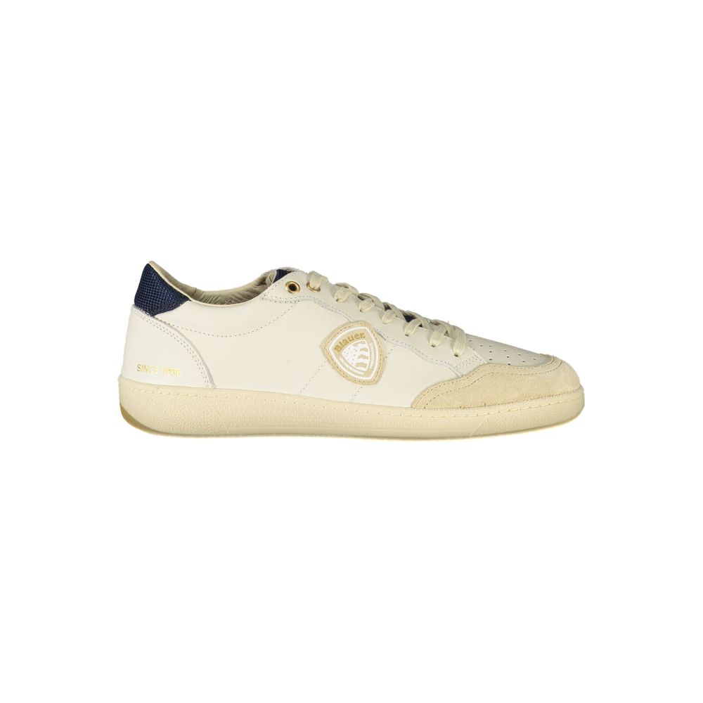 Blauer Sneaker aus weißem Polyester