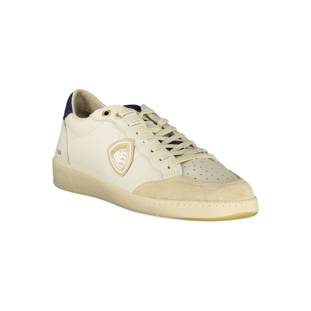 Blauer Sneaker aus weißem Polyester