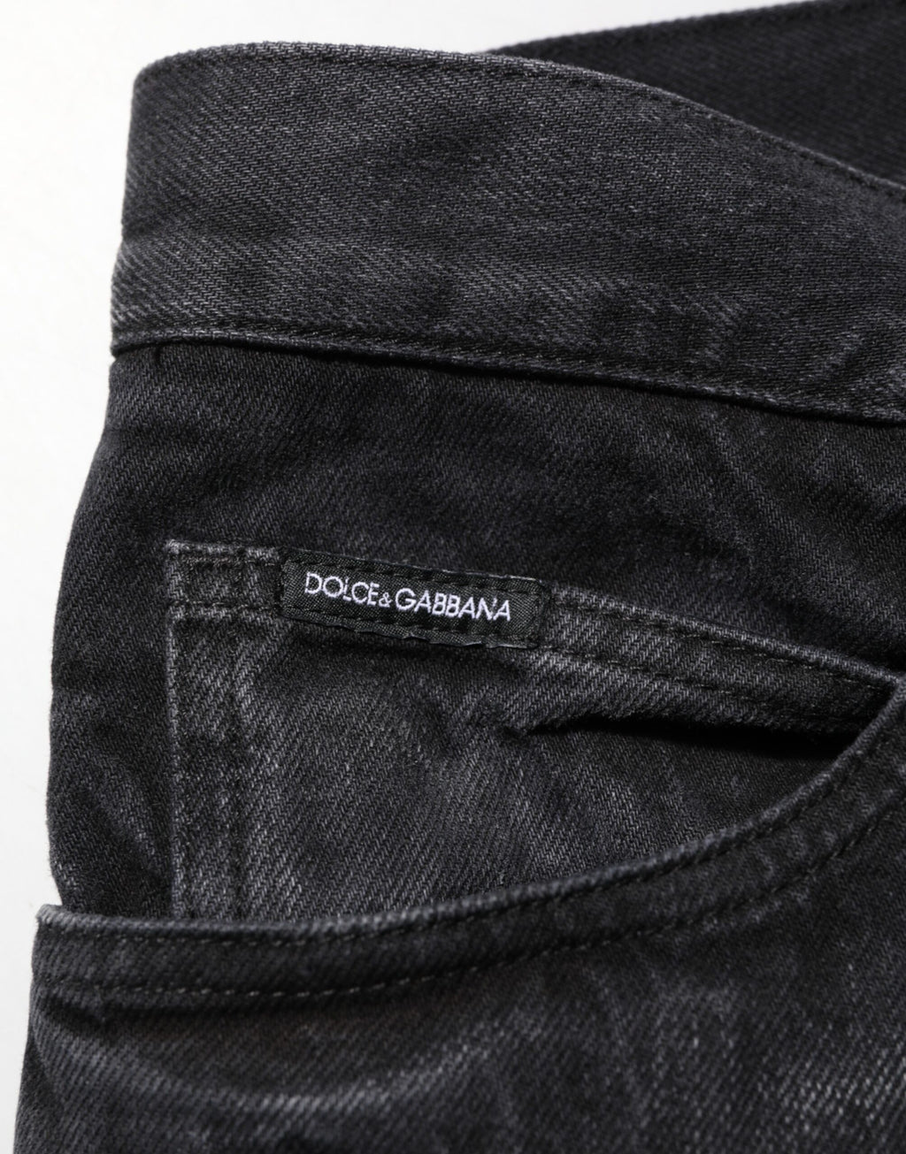 Dolce & Gabbana Men's Black Washed Cotton Skinny Denim Jeans