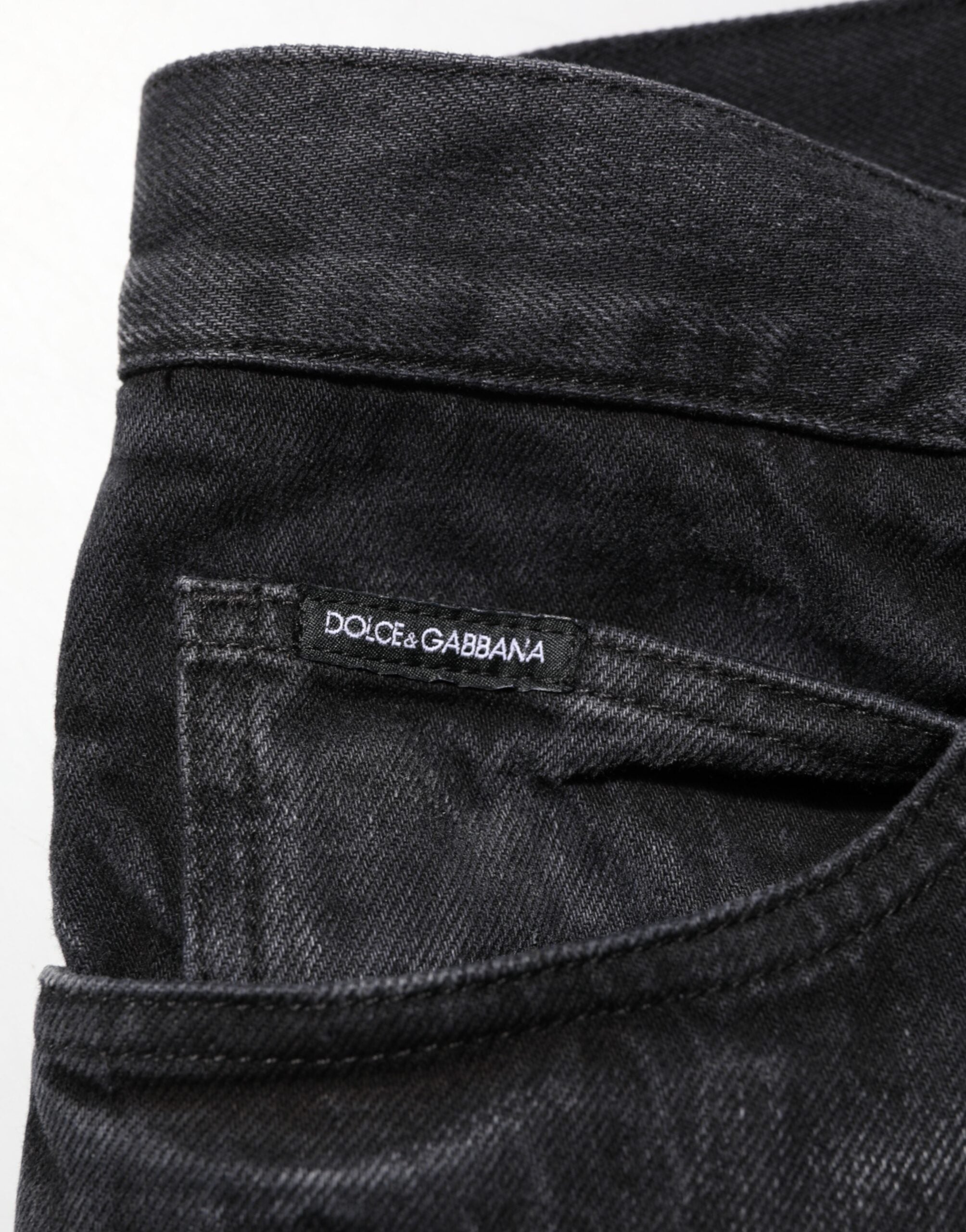 Dolce & Gabbana Men's Black Washed Cotton Skinny Denim Jeans
