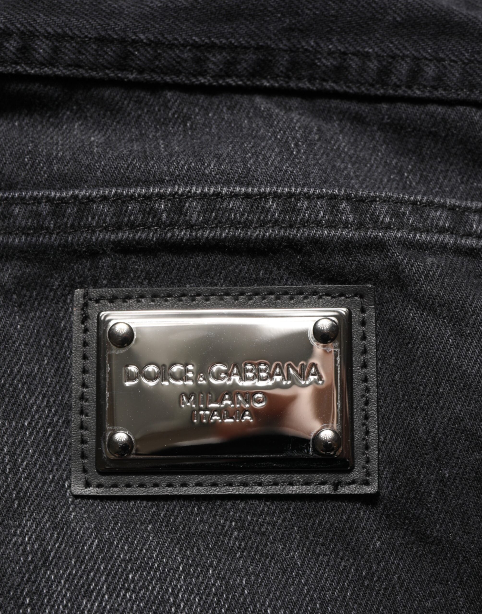 Dolce & Gabbana Men's Black Washed Cotton Skinny Denim Jeans