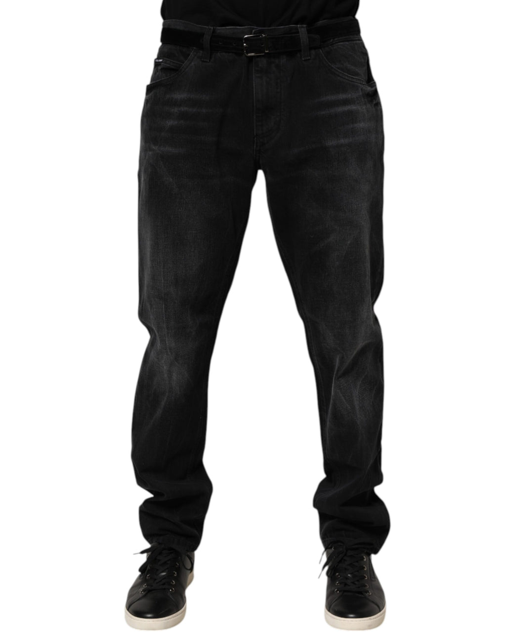 Dolce & Gabbana Men's Black Washed Cotton Skinny Denim Jeans