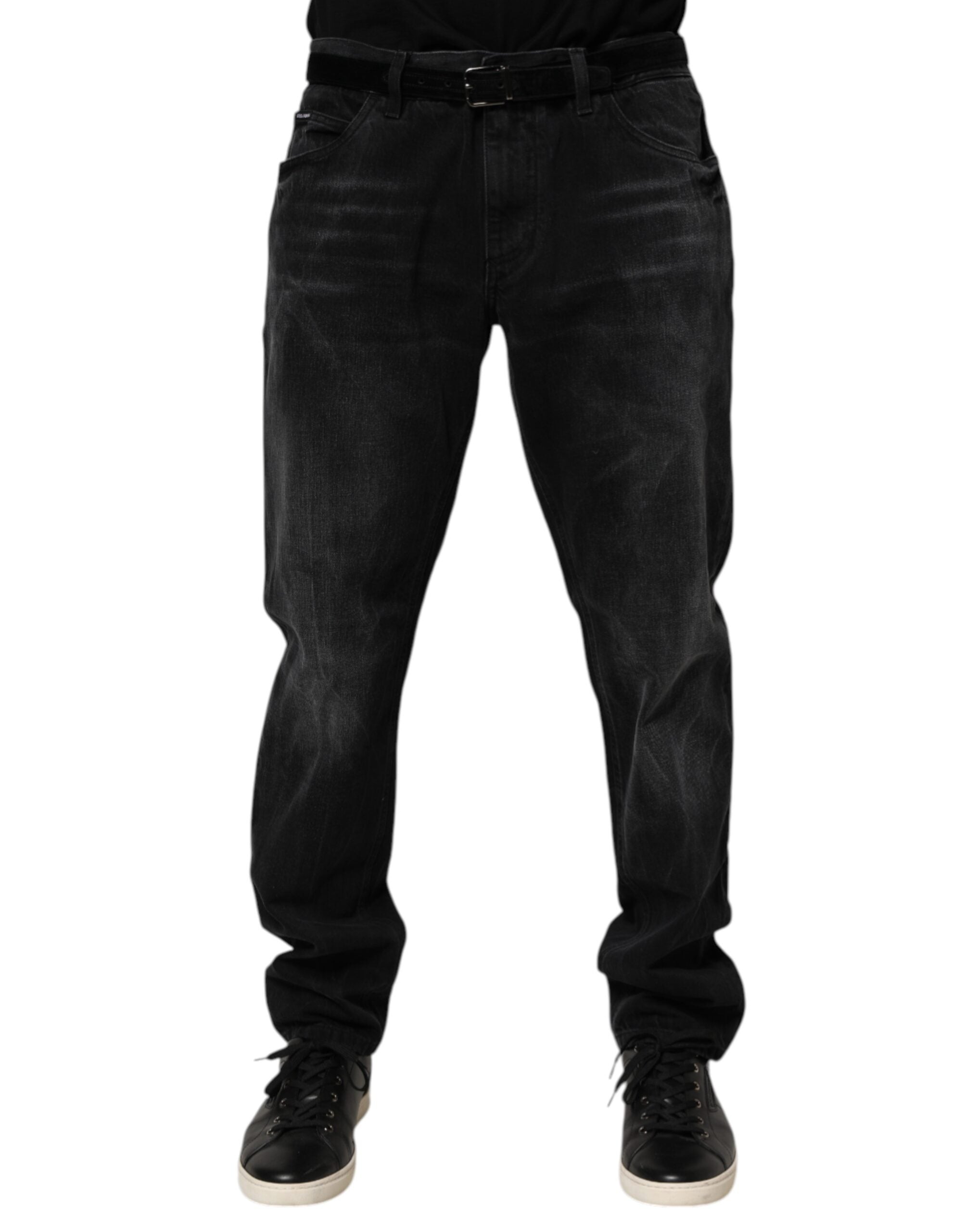 Dolce & Gabbana Men's Black Washed Cotton Skinny Denim Jeans