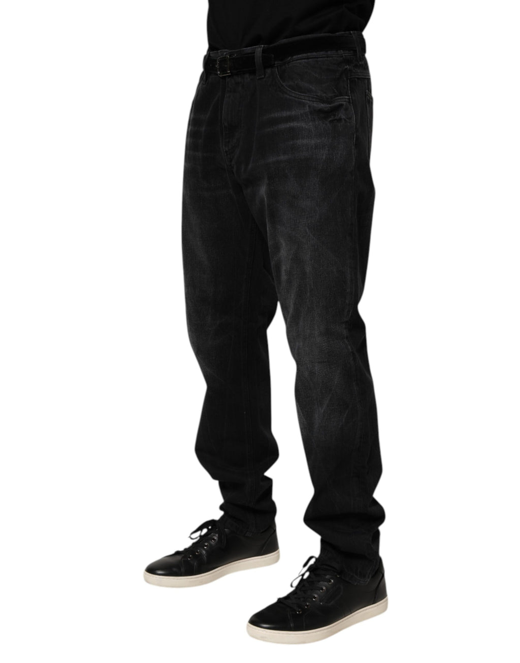 Dolce & Gabbana Men's Black Washed Cotton Skinny Denim Jeans
