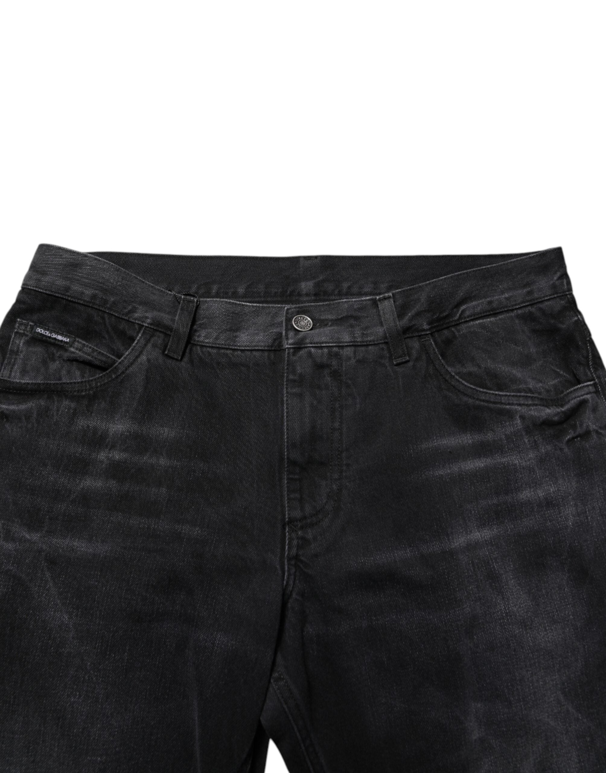 Dolce & Gabbana Men's Black Washed Cotton Skinny Denim Jeans
