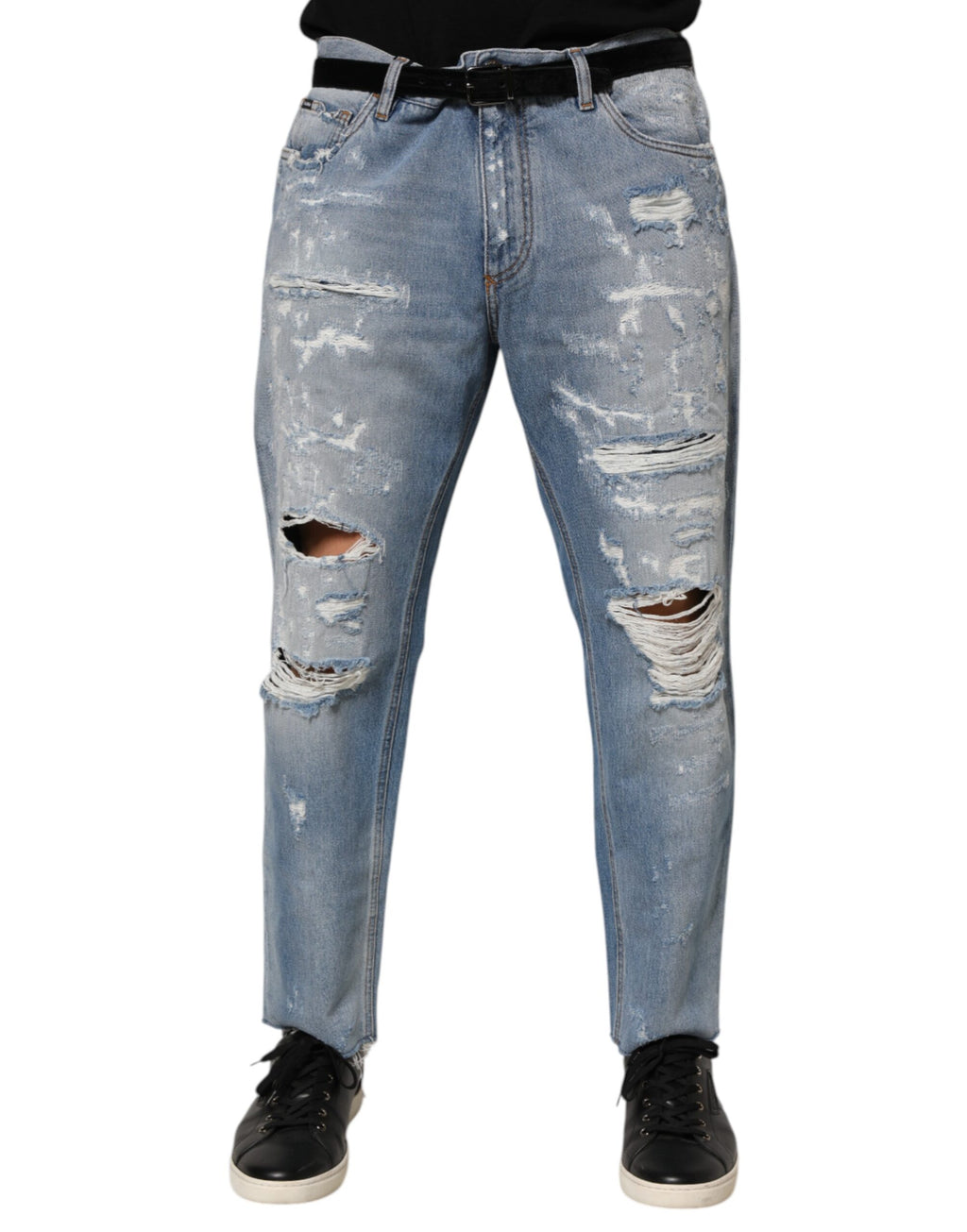 Dolce & Gabbana Blaue zerrissene Denim-Hose Jeans