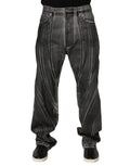 Dolce & Gabbana Schwarz Grau Grafikdruck Denim-Hose Jeans