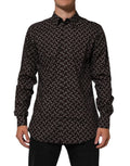 Dolce & Gabbana BrownFloral Collared GOLD Formelles Hemd